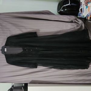 Size small, 2 piece black silk nightgown long with sheerblack laced v neck top
